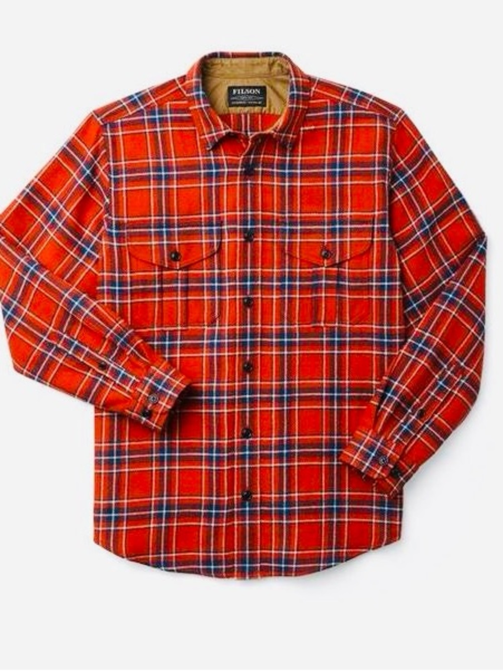Filson Northwest Wool Flannel Button Up Shirt Mens Small Red White Blue NWT
